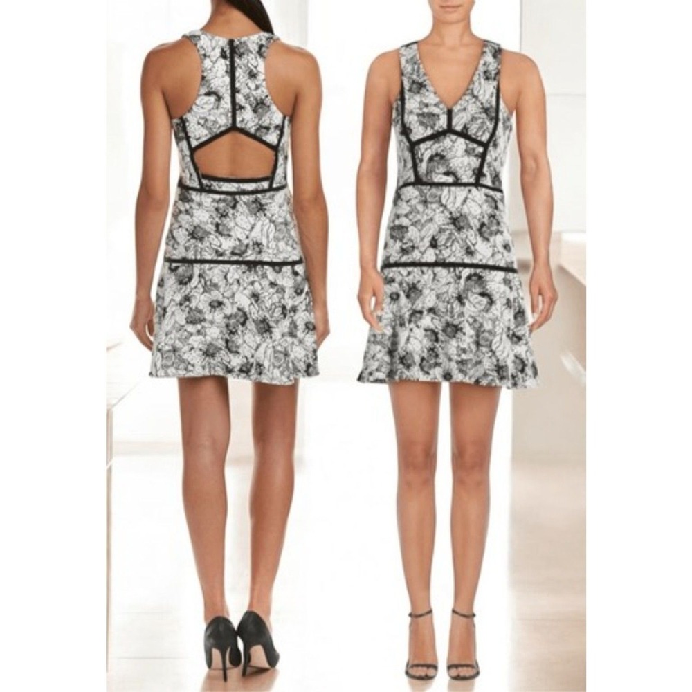 NWOT Parker White/Black Racerback Cutout Mini A-Line Party Dress Women M China